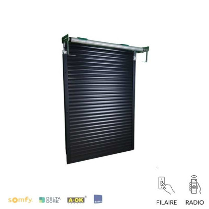 Volet traditionnel électrique en aluminium pour montage avec équerres et jambes de force